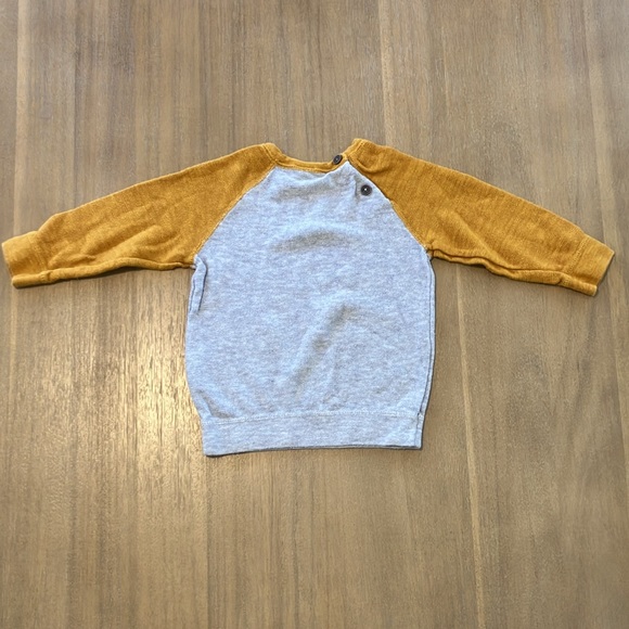 🤖 H&M Baby Robot Fine-knit 100% Cotton Mustard Yellow & Grey Sweater Size 9-12M - Picture 3 of 9